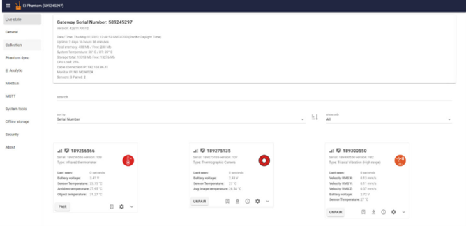 Pairing sensors with the Erbessd “Live State” web page menu