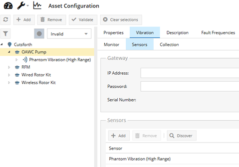 Sensor appears in the asset tree under the asset where it was discovered or entered